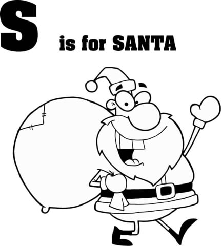 Letter S Is For Santa Coloring Page